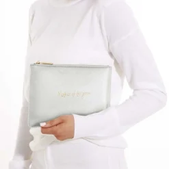 Katie Loxton Sentiment Pouches | Mother Of The Groom Gifts*'Mother of the Groom' Metallic Perfect Pouch Silver