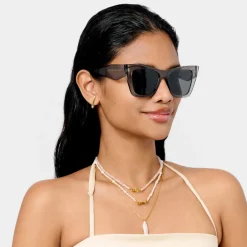 Katie Loxton Women's Sunglasses | Honeymoon Gifts*Porto Black Cat Eye Sunglasses Transparent Grey