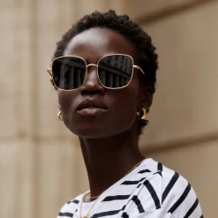 Katie Loxton Women's Sunglasses | Honeymoon Gifts*Sahara Gold and Black Square Sunglasses Gold/ Black