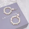 Lace & Favour Pearl Jewellery | Silver Wedding Jewellery*Kelara Freshwater Pearl Hoop Earrings Ivory/ Silver