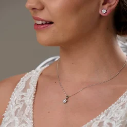 Lace & Favour Silver Prom Jewellery | Prom Jewellery Sets*Lanesborough Floral Crystal Stud Earring and Pendant Jewellery Set Silver
