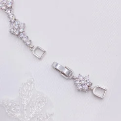 Lace & Favour Silver Prom Jewellery | Prom Bracelets*Lanesborough Floral Crystal Embellished Wedding Bracelet Silver