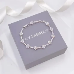 Lace & Favour Silver Prom Jewellery | Prom Bracelets*Lanesborough Floral Crystal Embellished Wedding Bracelet Silver