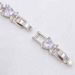 Lace & Favour Silver Prom Jewellery | Prom Bracelets*Langham CZ Crystal Hearts Wedding Bracelet Silver