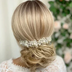 Lace & Favour Pearl Hair Accessories | Silver Hair Accessories*Laura Statement Pearl Bridal Headpiece Ivory/ Silver