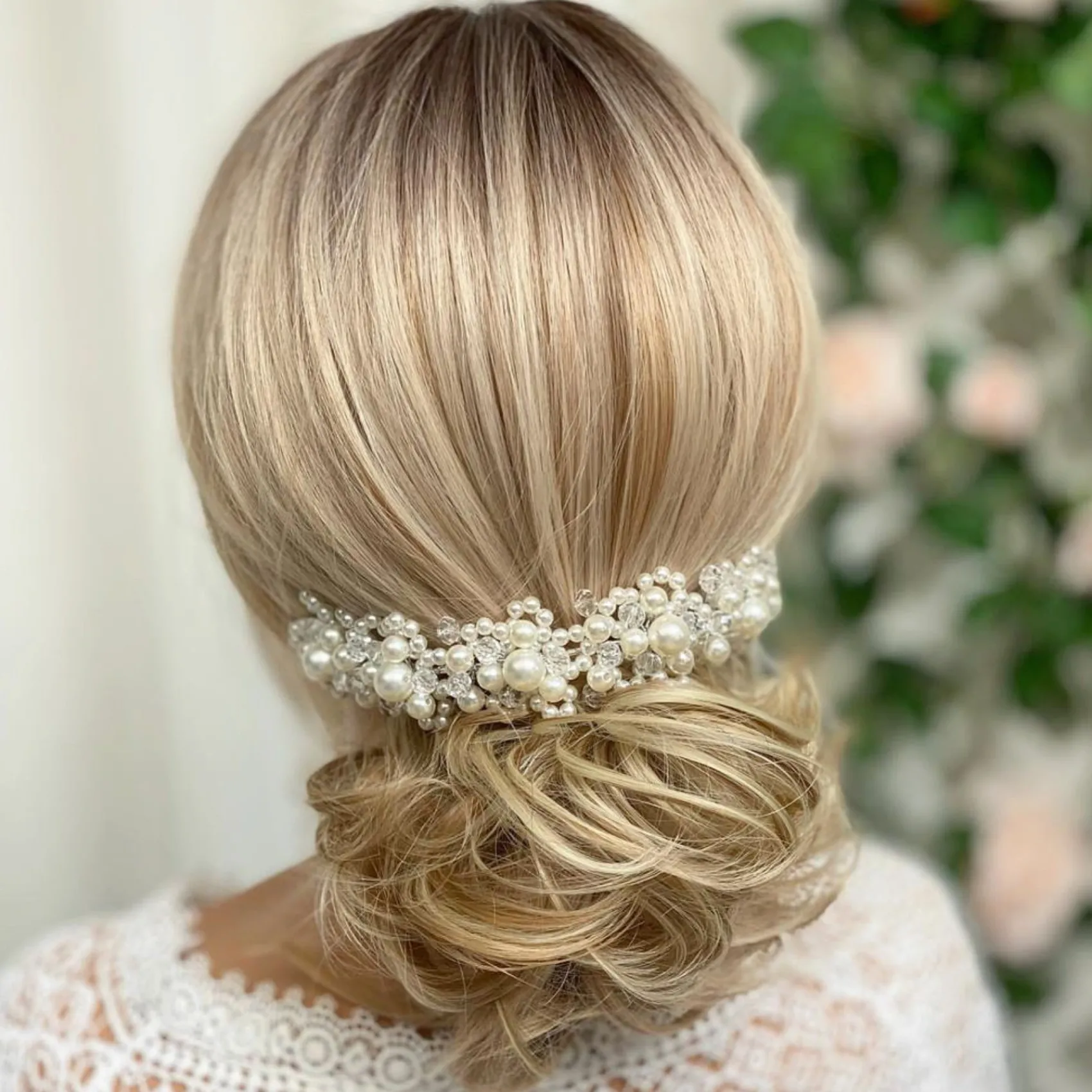 Lace & Favour Pearl Hair Accessories | Silver Hair Accessories*Laura Statement Pearl Bridal Headpiece Ivory/ Silver