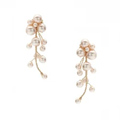Poirier Pearl Jewellery | Gold Wedding Jewellery*Laurel Blush Pearl Branch Gold Drop Earrings Blush/ Gold