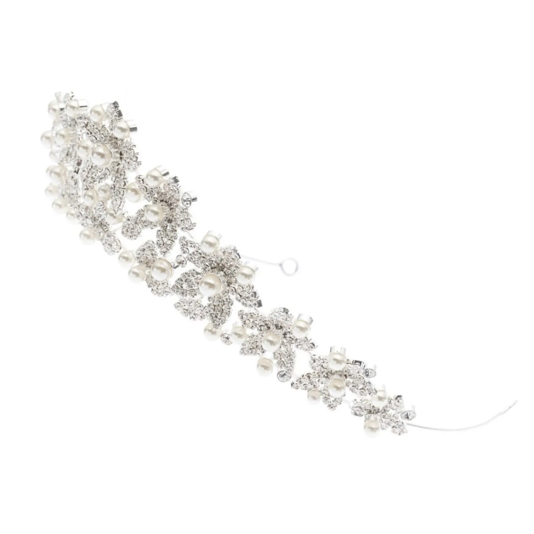 Poirier Prom Headbands & Tiaras | Crystal Hair Accessories*Leilani Statement Crystal Floral Wedding Crown Ivory/ Silver