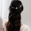 Lace & Favour Pearl Hair Accessories | Rose Gold Hair Accessories*Letisha Ivory Flowers and Pearl Sprigs Wedding Hair Vine (Rose Gold) Ivory/ Rose Gold