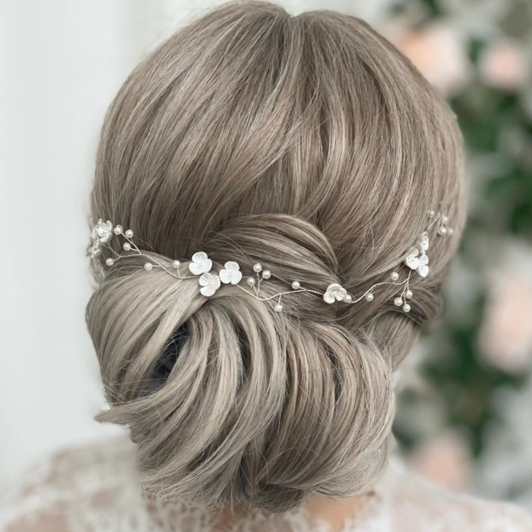 Lace & Favour Pearl Hair Accessories | Silver Hair Accessories*Letisha Ivory Flowers and Pearl Sprigs Wedding Hair Vine (Silver) Ivory/ Silver