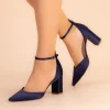 Perfect Bridal Wedding Guest Shoes | Mother Of The Bride Shoes*Liberty Satin Block Heel Ankle Strap Court Shoes Midnight