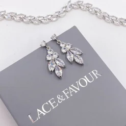 Lace & Favour Bridesmaid Gifts | Bride Gifts*Lila Dainty Cubic Zirconia Drop Earrings Silver