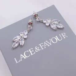 Lace & Favour Bridesmaid Gifts | Bride Gifts*Lila Dainty Cubic Zirconia Drop Earrings Silver