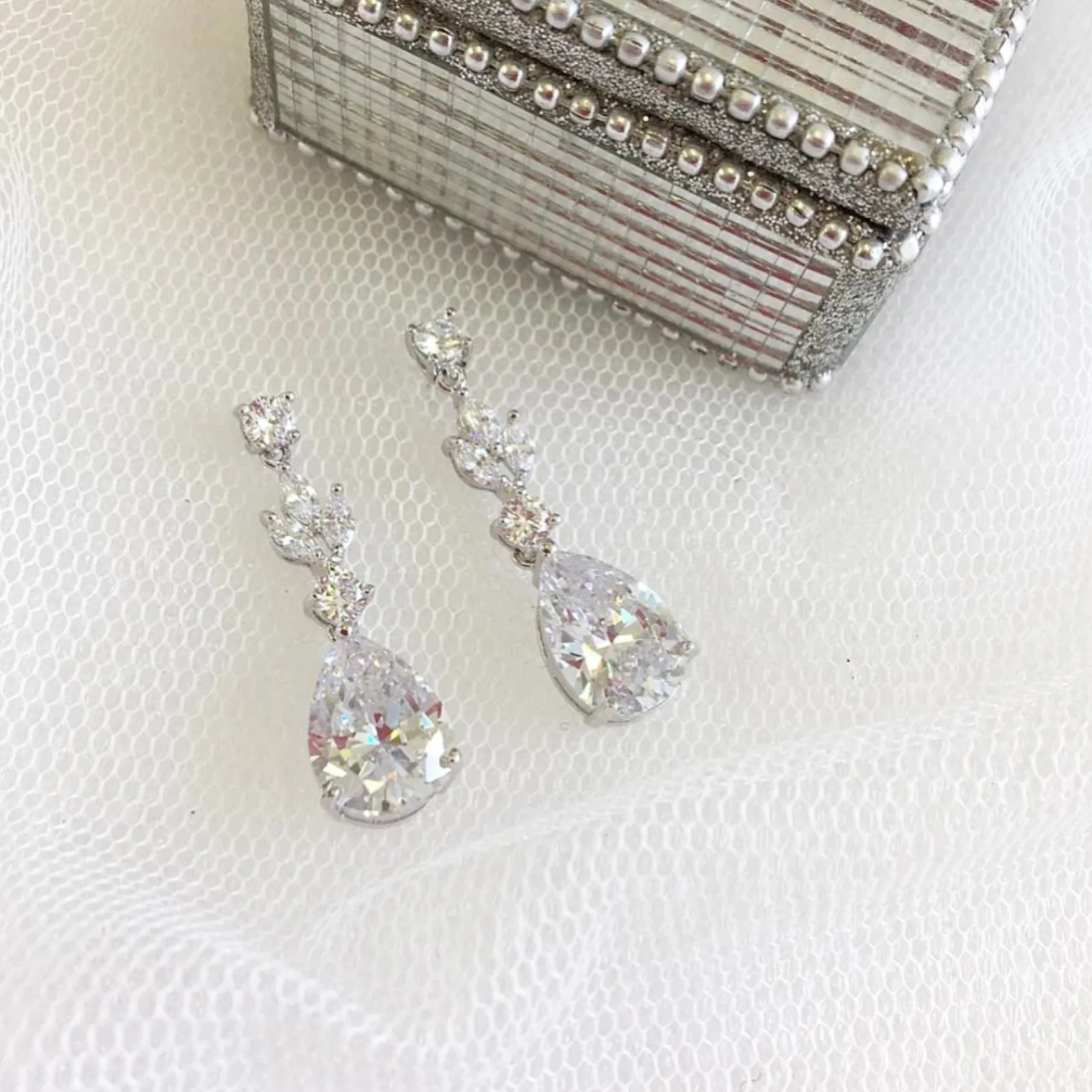 Lace & Favour Silver Prom Jewellery | Prom Earrings*Lilibeth Cubic Zirconia Drop Earrings Silver