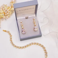 Lace & Favour Bride Gifts | Crystal Jewellery*Lilibeth Cubic Zirconia Drop Earrings Gold