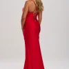 Linzi Jay Linzi Jay Prom Dresses | Red Prom Dresses*Cowl Neck Ruched Corset Prom Dress with Slit