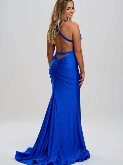Linzi Jay Linzi Jay Prom Dresses | Royal Blue Prom Dresses*Cut Out Front Low Back Prom Dress with Slit
