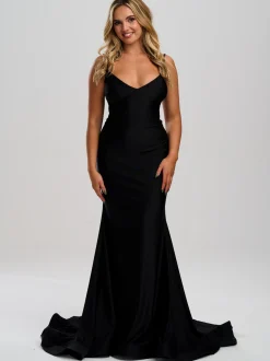 Linzi Jay Linzi Jay Prom Dresses | Black Prom Dresses*Fitted Lace Up Back Mermaid Prom Dress with Train