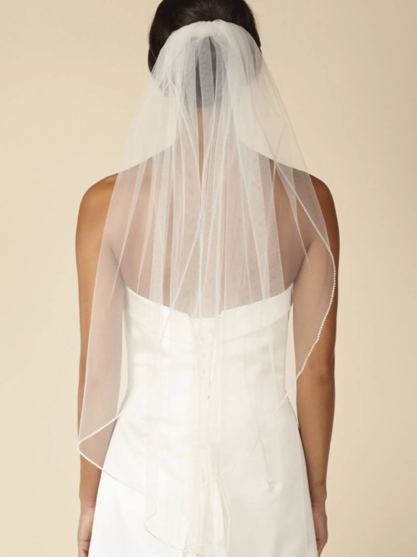 Linzi Jay Single Tier Veils | Chapel Length & Cathedral Veils*Single Tier Diamante Edge Bridal Veil | LA930 Ivory