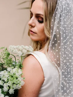 Linzi Jay Single Tier Veils | Chapel Length & Cathedral Veils*Polka Dot Tulle Single Tier Bridal Veil LA603 Ivory