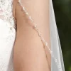 Linzi Jay Fingertip Veils | Elbow Length Veils*Single Tier Veil with Pearl and Beaded Edge LA959 Ivory
