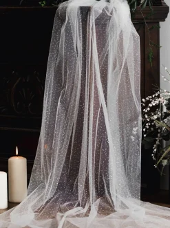 Linzi Jay Single Tier Veils | Chapel Length & Cathedral Veils*Sparkly Tulle Single Tier Bridal Veil LA602 Ivory