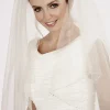 Linzi Jay Two Tier Veils | Fingertip Veils*Two Tier Fingertip Veil with Pearl and Beaded Edge | LA929 Ivory