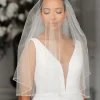 Linzi Jay Two Tier Veils | Fingertip Veils*Two Tier Pearl Edge Tulle Fingertip Veil V684 Ivory