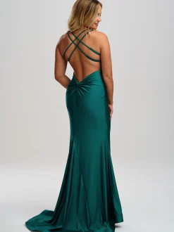 Linzi Jay Linzi Jay Prom Dresses | Teal Prom Dresses*V Neck Backless Mermaid Prom Dress with Crossover Straps