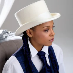 Poirier Bridal Hats*Loulou Bridal Top Hat with Bow Detail Ivory