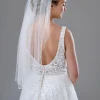 Twilight Designs Single Tier Veils | Elbow Length Veils*Lovington Single Tier Scattered Diamante Veil with Corded Edge Ivory