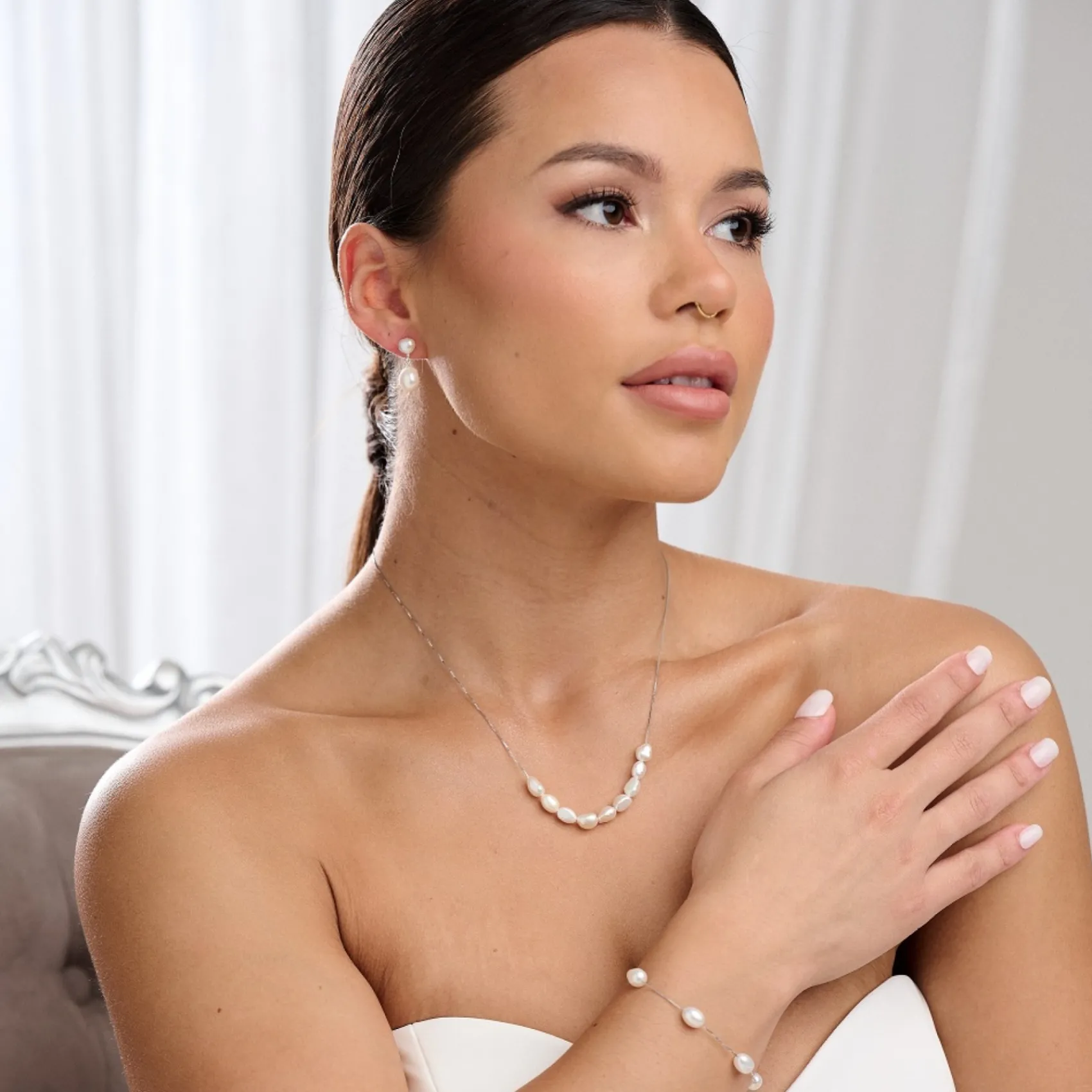 Lace & Favour Bride Gifts | Pearl Jewellery*Luisa Freshwater Pearl Drop Earrings Ivory/ Silver