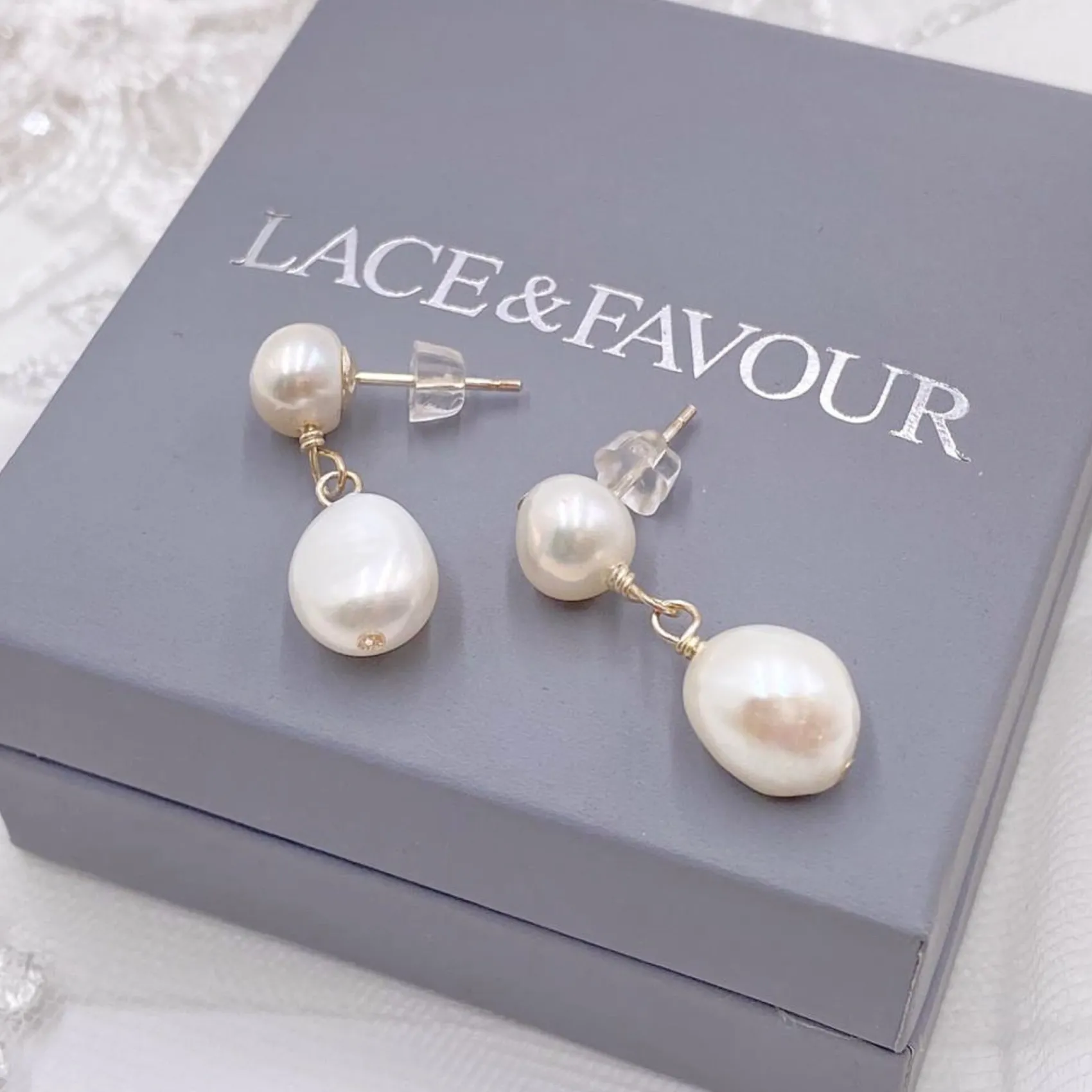 Lace & Favour Bride Gifts | Pearl Jewellery*Luisa Freshwater Pearl Drop Earrings Ivory/ Silver