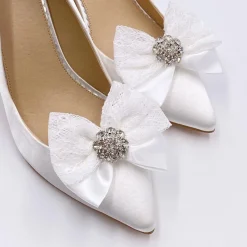 Lace & Favour Bride Gifts | Shoe Jewellery*Lulu Embellished Lace and Satin Bow Shoe Clips