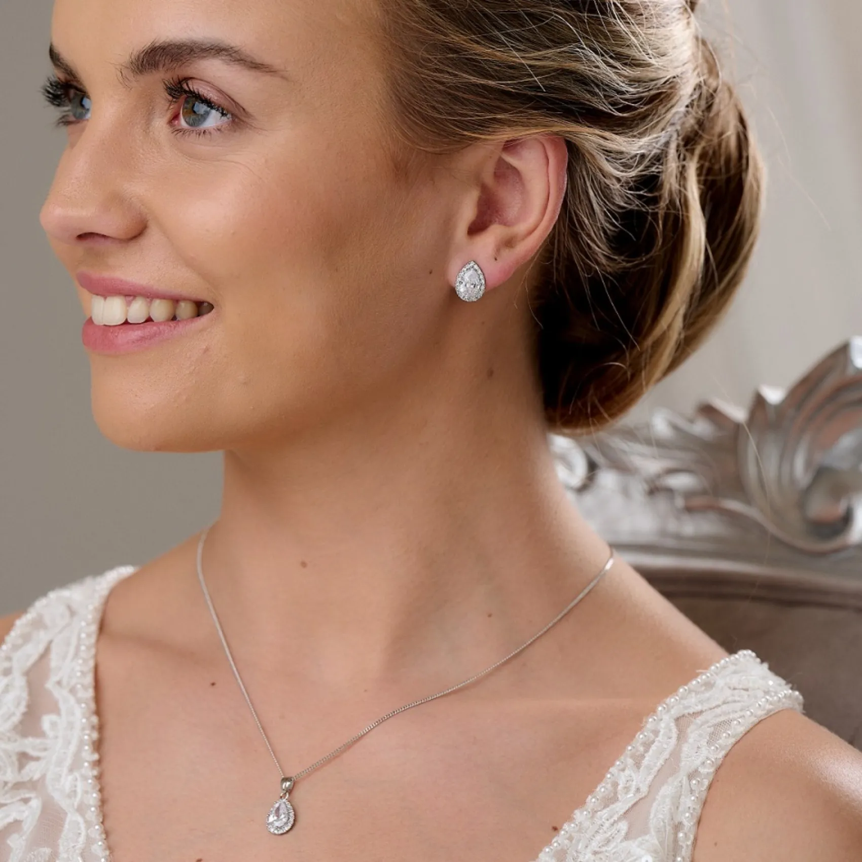 Lace & Favour Silver Prom Jewellery | Prom Jewellery Sets*Lulu Silver Crystal Stud Wedding Jewellery Set