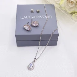 Lace & Favour Silver Prom Jewellery | Prom Jewellery Sets*Lulu Silver Crystal Stud Wedding Jewellery Set