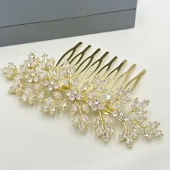 Lace & Favour Prom Hair Clips & Combs | Bride Gifts*Lustre Crystal Spray Wedding Hair Comb Gold