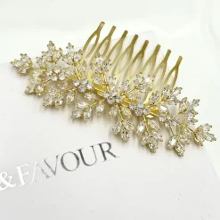 Lace & Favour Prom Hair Clips & Combs | Bride Gifts*Lustre Crystal Spray Wedding Hair Comb Gold