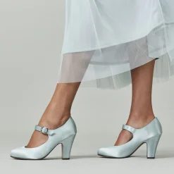Rainbow Club Wedding Shoes | High Heel*Madeline by | Dyeable Satin Mary Jane Wedding Shoes Ivory