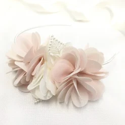 Beads & Beyond Flower Girl Gifts | Flower Girl Hair Accessories*Madelyn Blush and Ivory Flowers Side Headband Blush/ Ivory