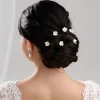 Lace & Favour Pearl Hair Accessories | Silver Hair Accessories*Mae Set of 3 Ivory Dainty Ceramic Flower Hair Pins Ivory/ Silver