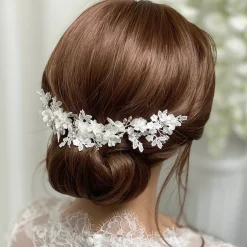 Beads & Beyond Silver Hair Accessories | Wedding Headpieces*Marianna Ivory Flowers and Lace Bridal Headpiece  Ivory