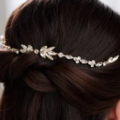 Lace & Favour Prom Hair Clips & Combs | Crystal Hair Accessories*Melody Draped Crystal Wedding Headpiece Gold