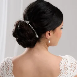 Lace & Favour Prom Hair Clips & Combs | Crystal Hair Accessories*Melody Draped Crystal Wedding Headpiece Silver