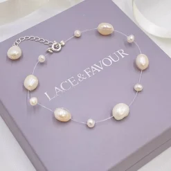 Lace & Favour Bridesmaid Gifts | Bride Gifts*Mereia Illusion Freshwater Pearl Bracelet Ivory/ Silver