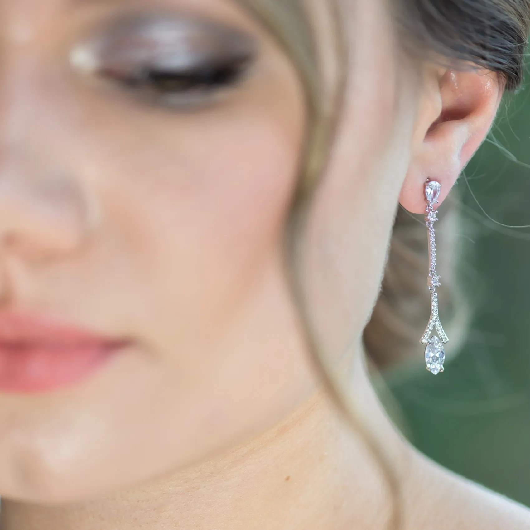 Lace & Favour Silver Prom Jewellery | Prom Earrings*Miami Dainty Long Crystal Drop Wedding Earrings Silver