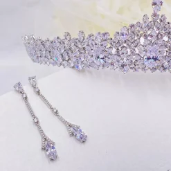 Lace & Favour Silver Prom Jewellery | Prom Earrings*Miami Dainty Long Crystal Drop Wedding Earrings Silver