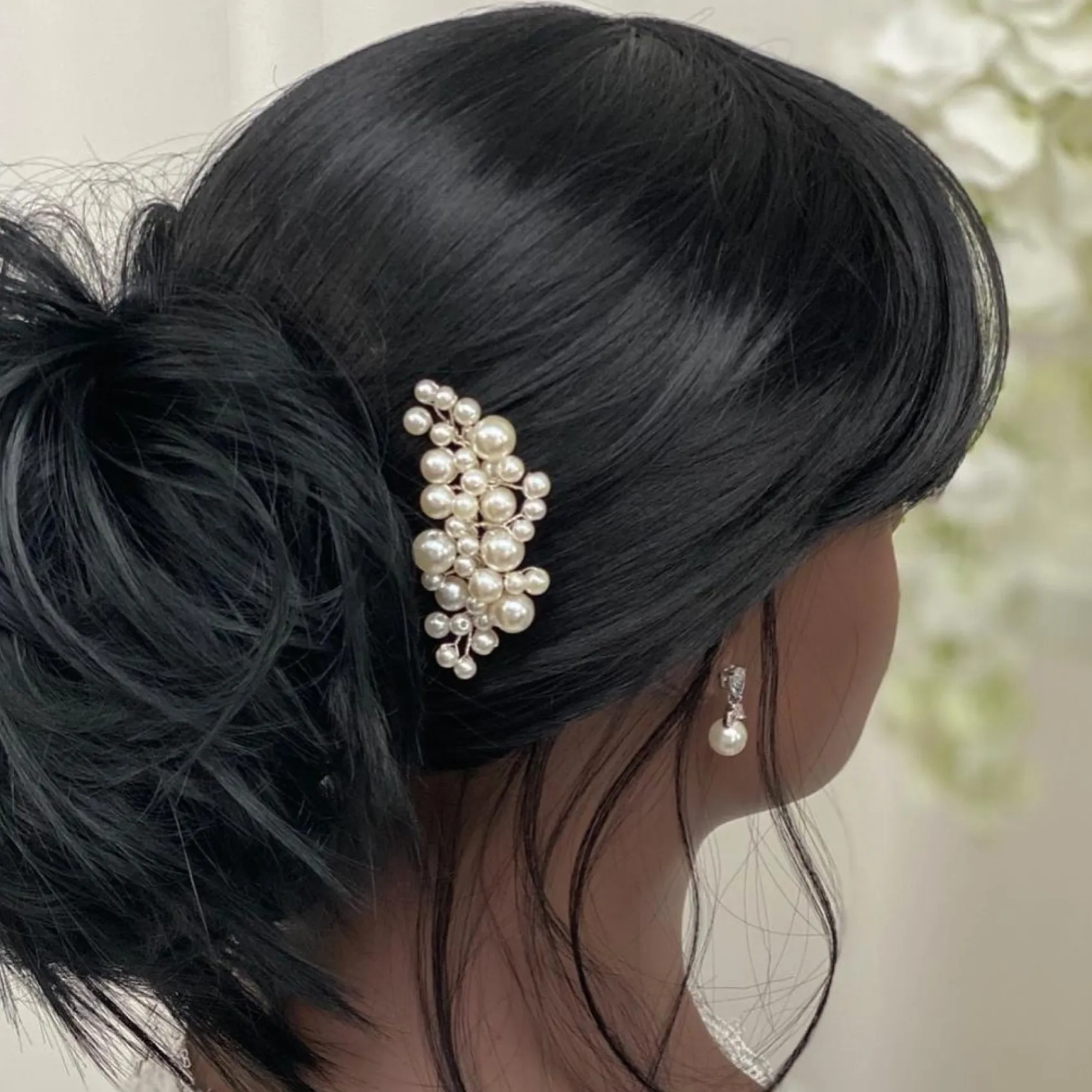 Lace & Favour Silver Hair Accessories | Bridesmaid Hair Accessories*Michaela Small Pearl Silver Hair Comb | L&F Ivory/ Silver