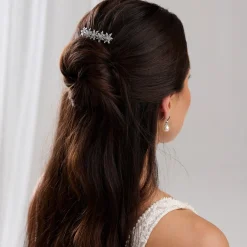 Lace & Favour Prom Hair Clips & Combs | Flower Girl Gifts*Moonflower Floral Dainty Crystal Wedding Hair Comb Silver