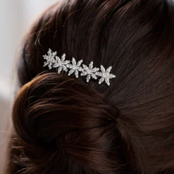 Lace & Favour Prom Hair Clips & Combs | Flower Girl Gifts*Moonflower Floral Dainty Crystal Wedding Hair Comb Silver
